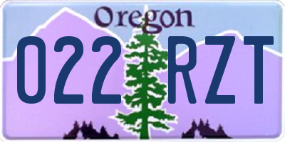 OR license plate 022RZT