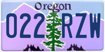 OR license plate 022RZW