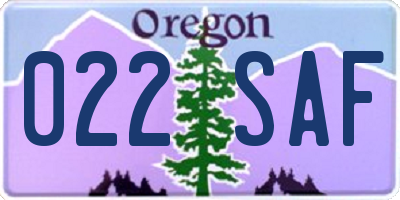 OR license plate 022SAF