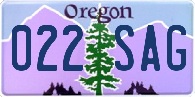 OR license plate 022SAG