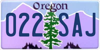 OR license plate 022SAJ