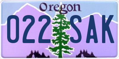 OR license plate 022SAK