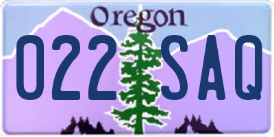 OR license plate 022SAQ