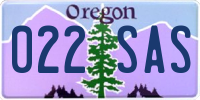 OR license plate 022SAS