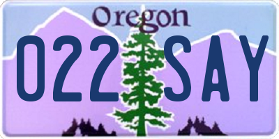 OR license plate 022SAY