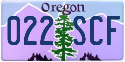 OR license plate 022SCF