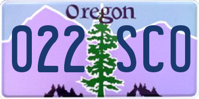 OR license plate 022SCO