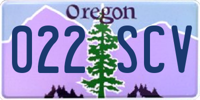 OR license plate 022SCV