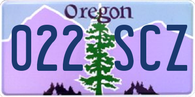 OR license plate 022SCZ