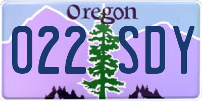 OR license plate 022SDY
