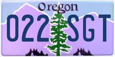 OR license plate 022SGT