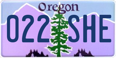 OR license plate 022SHE
