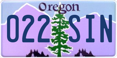 OR license plate 022SIN