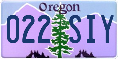 OR license plate 022SIY