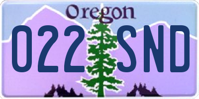 OR license plate 022SND