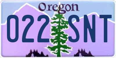 OR license plate 022SNT
