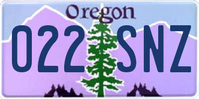 OR license plate 022SNZ