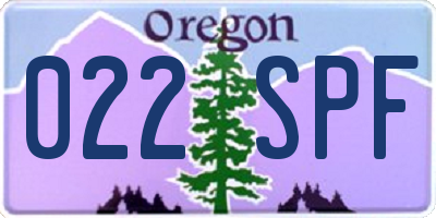 OR license plate 022SPF