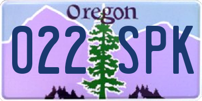 OR license plate 022SPK