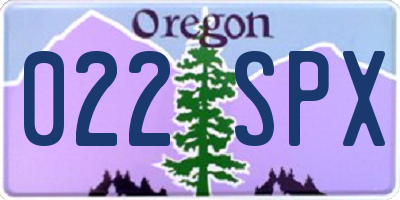 OR license plate 022SPX