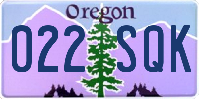 OR license plate 022SQK
