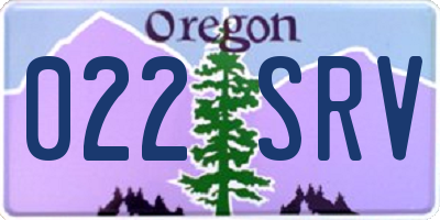 OR license plate 022SRV