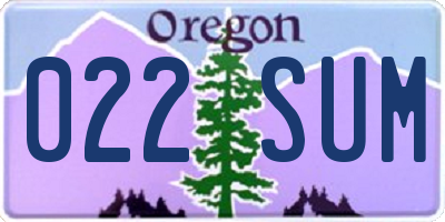 OR license plate 022SUM