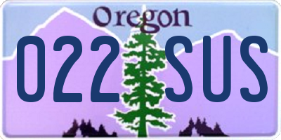 OR license plate 022SUS