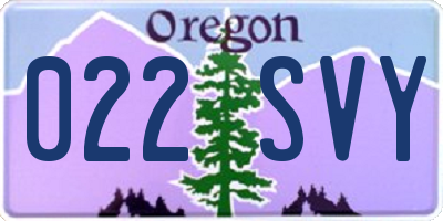 OR license plate 022SVY