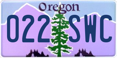 OR license plate 022SWC