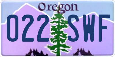 OR license plate 022SWF