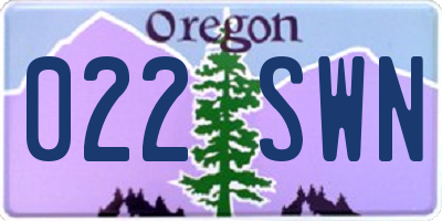 OR license plate 022SWN
