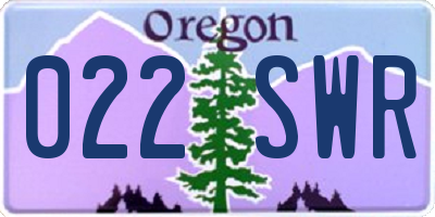 OR license plate 022SWR