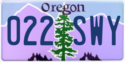 OR license plate 022SWY