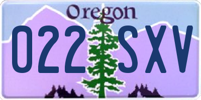 OR license plate 022SXV