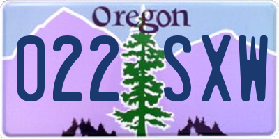 OR license plate 022SXW