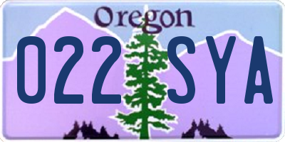 OR license plate 022SYA