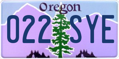 OR license plate 022SYE