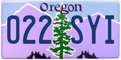 OR license plate 022SYI