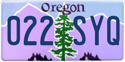 OR license plate 022SYQ