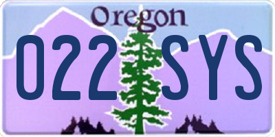 OR license plate 022SYS