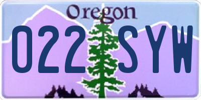 OR license plate 022SYW