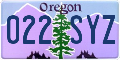 OR license plate 022SYZ