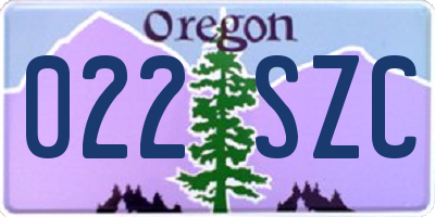 OR license plate 022SZC