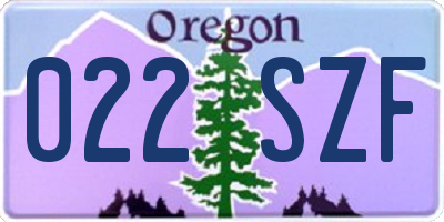 OR license plate 022SZF