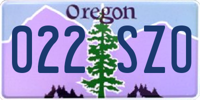 OR license plate 022SZO