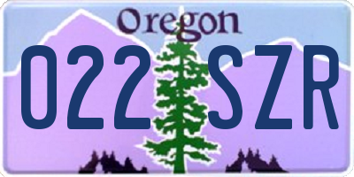 OR license plate 022SZR