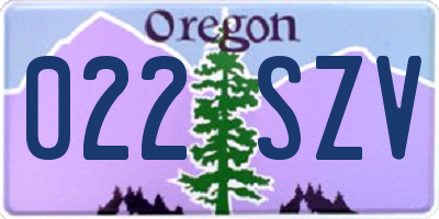 OR license plate 022SZV