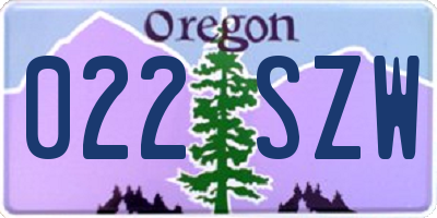 OR license plate 022SZW