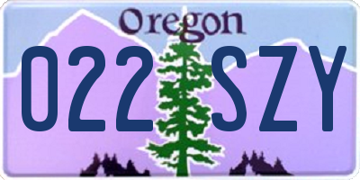 OR license plate 022SZY